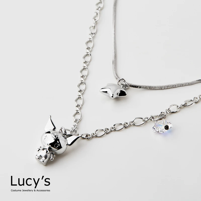 Lucy's X Kuromi 限量聯名 Crystal Stars 雙層項鍊 (銀) 。 Lucy's X Kuromi 限量聯名 Crystal Stars 雙層項鍊 (銀) 。