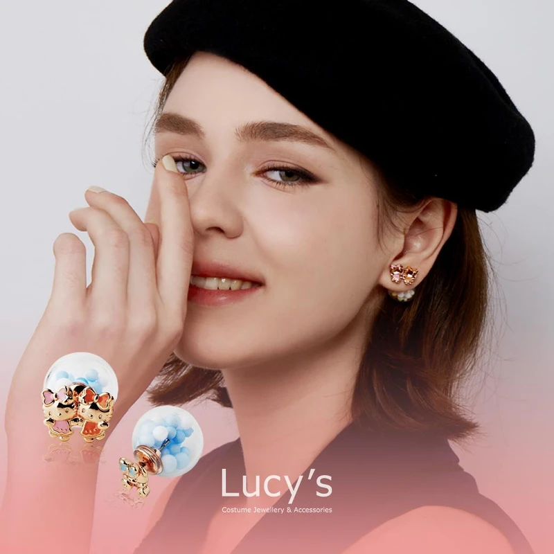 Lucy's X Hello Kitty 50週年 限量聯名 Our Birthday 耳環 (藍)。 Lucy's X Hello Kitty 50週年 限量聯名 Our Birthday 耳環 (藍)。