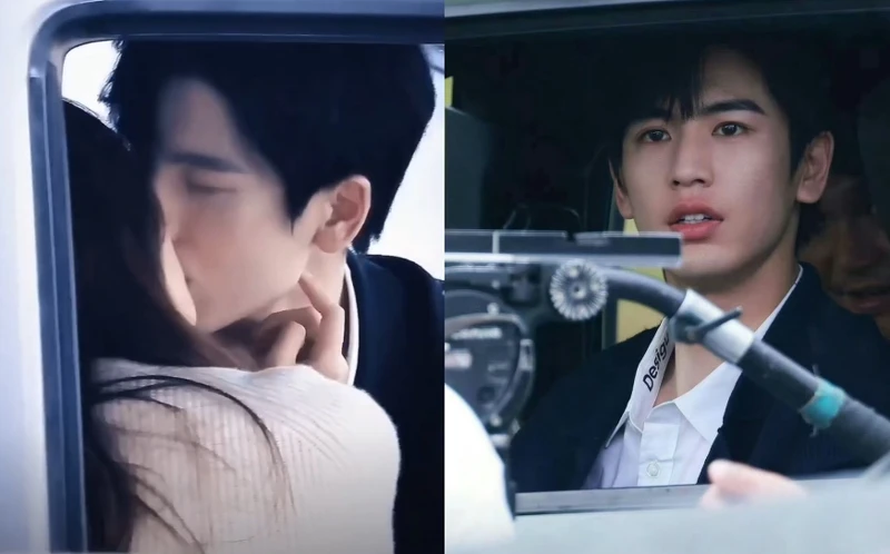 張凌赫拍完吻戲嘴巴紅腫的現場照曝光。