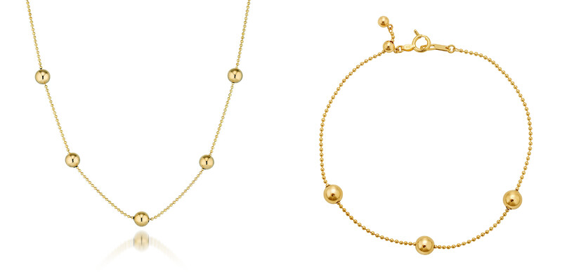 BALL系列K10項鍊，NT$25,800；K10手鍊，NT15,200。