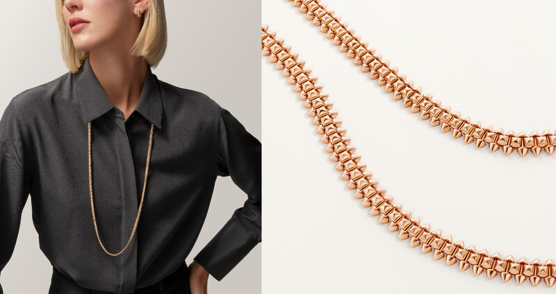 Clash de Cartier玫瑰金長項鍊。