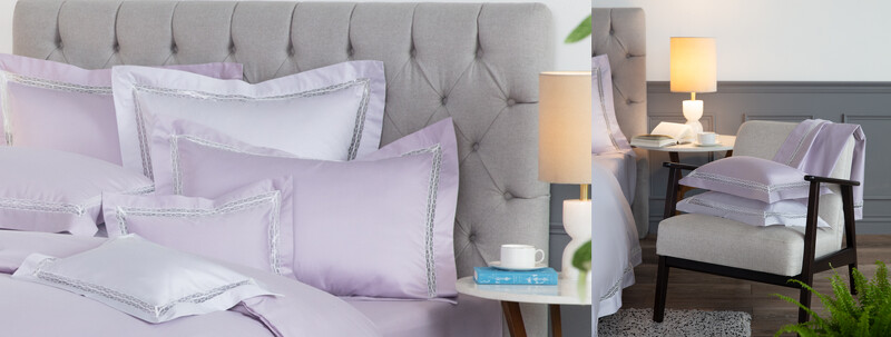 幾何蕾絲 雙人四件式床組(鳶尾紫、悠影藍) ,NT:21,800 幾何蕾絲 雙人四件式床組(鳶尾紫、悠影藍) ,NT:21,800