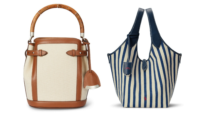 Ralph Lauren Collection The Ralph 帆布小型水桶包 NT$ 80,800，Polo Play 條紋帆布托特包 $13,880。
