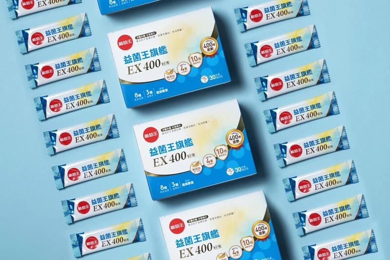 身為全台益生菌市佔率NO.1品牌，葡萄王益菌王旗艦EX400粉末，獲得廣大使用者認可。