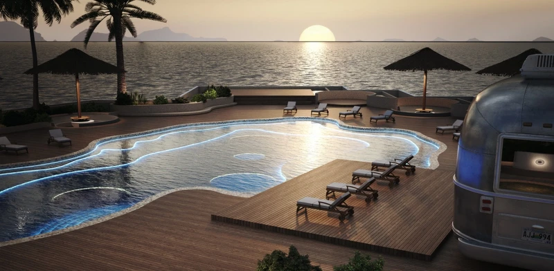 「AIRSTREAM」風格的特色餐車加上絕美夕陽景色。 「AIRSTREAM」風格的特色餐車加上絕美夕陽景色。