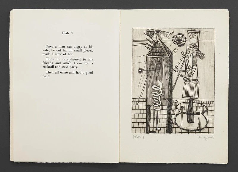 《他消失於全然的沉默中》（He Disappeared Into Complete Silence），包含九幅蝕刻版畫與文字的書冊，第七版畫，25.4 x 35.6 cm，1947。 © 伊斯頓基金會，經紐約 ARS VAGA 授權，攝影／Christopher Burke