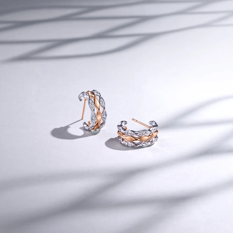 點睛品YuYu 18K雙色鑽石耳環