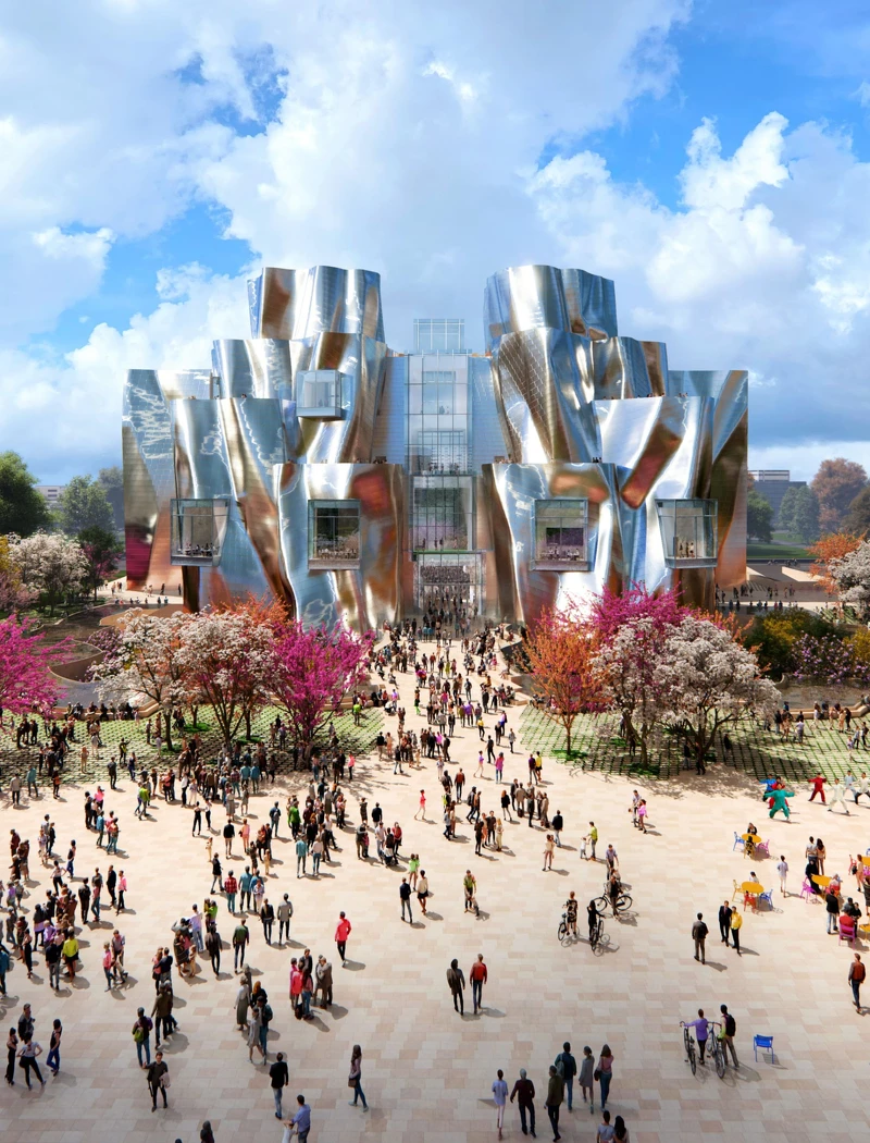 中國醫藥大學美術館模擬圖。由普立茲克建築獎得主、美國建築大師法蘭克·蓋瑞（Frank Gehry）親自設計。圖片提供：中國醫藥大學