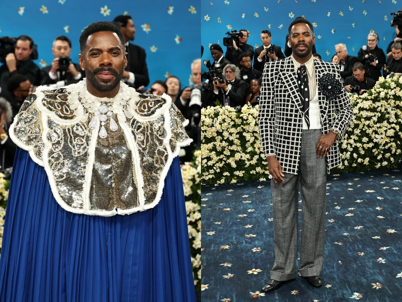 Colman Domingo 於 2025 Met Gala 紅毯，身穿 Valentino 斗篷造型