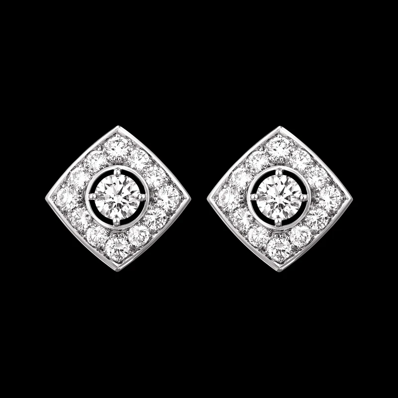 – Signature Duo耳環：18K白金、鑽石