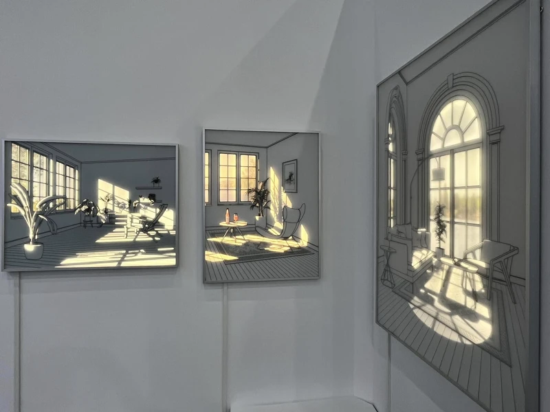 來自韓國 LEE & BAE 李裵畫廊（展間 A02），藝術家 Seontae Hwang 透出光芒的「玻璃照片」作品。Melody TU 採訪拍攝。