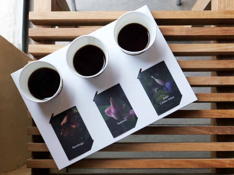 現場有三款不同風格的手沖咖啡。 現場有三款不同風格的手沖咖啡。