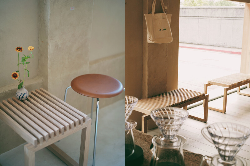 一樓窗邊空間則擺放了包浩斯風格的《Cutter》長凳系列。 一樓窗邊空間則擺放了包浩斯風格的《Cutter》長凳系列。