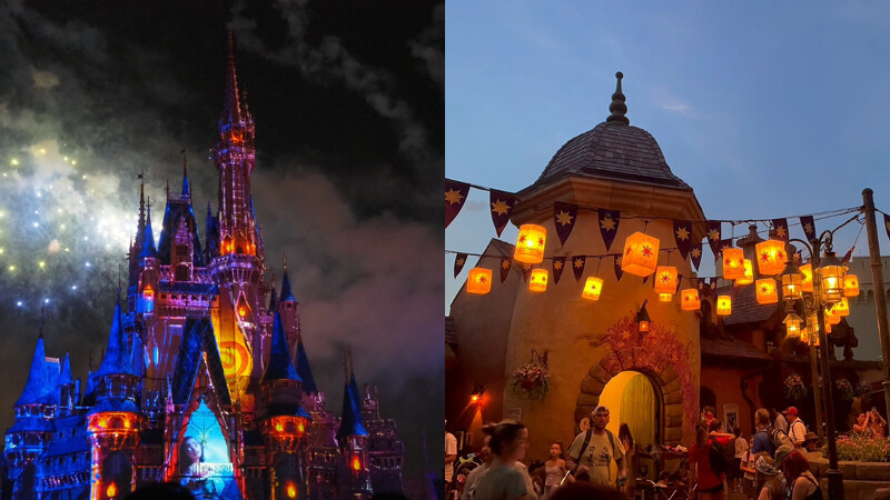 煙火秀表演以睡美人城堡為主舞台,搭配 Main Street U.S.A. 的立體音效系統,從任一處觀賞都是夢幻角度。 煙火秀表演以睡美人城堡為主舞台,搭配 Main Street U.S.A. 的立體音效系統,從任一處觀賞都是夢幻角度。