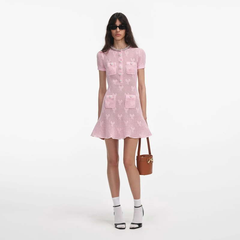 self-portrait Pink Bow Crochet Crystal Trim Mini Dress NT$20,800 self-portrait Pink Bow Crochet Crystal Trim Mini Dress NT$20,800