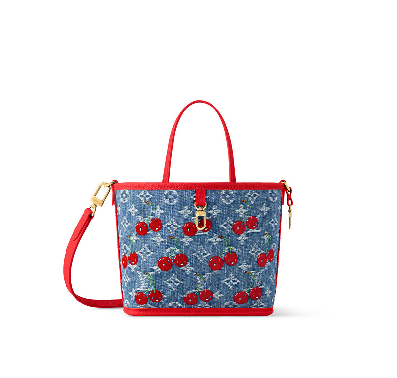 Louis Vuitton x 村上隆 丹寧櫻桃刺繡 Neverfull Inside Out BB 包款