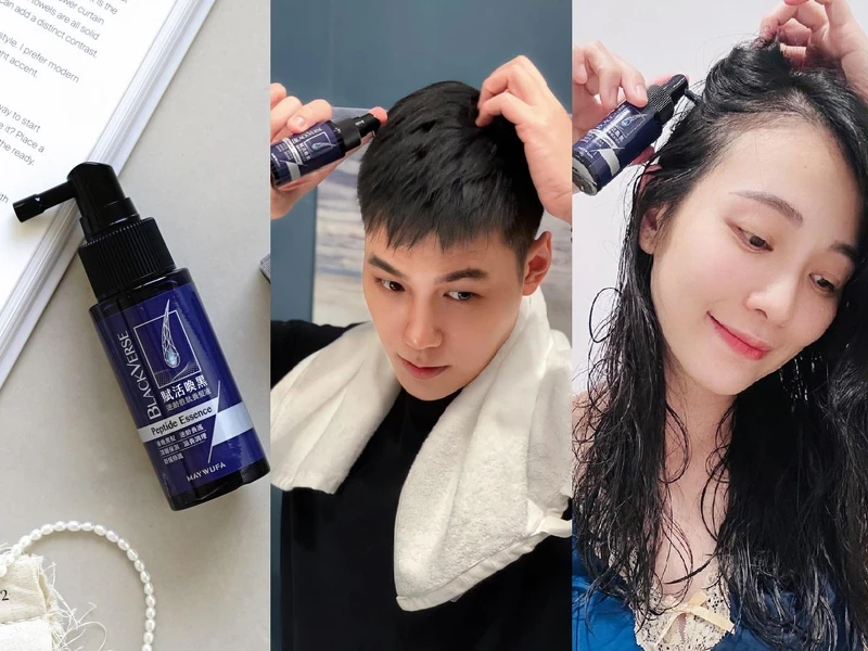 ▲品牌提供/ 添加專利喚黑胜肽及多種黑色植萃，喚醒青春髮色，男女皆愛用！