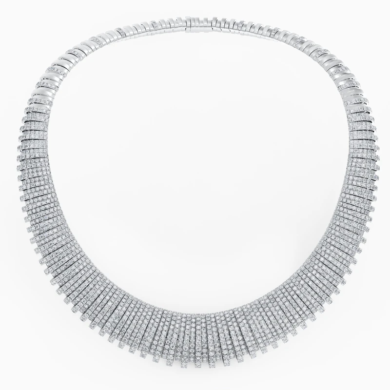 De Beers Seven Line 高級珠寶18K 白金鑽石項鍊