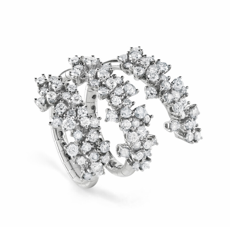 DAMIANI Masterpiece Mimosa Flexi 含羞草系列18K白金鑽石多圈戒指，NT$ 365,000
