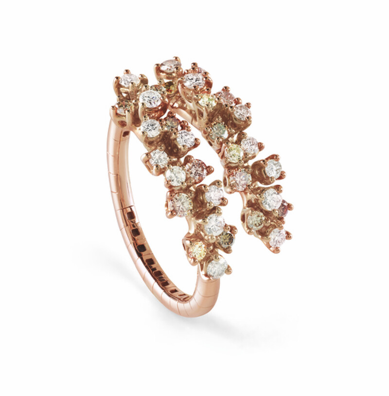 DAMIANI Masterpiece Mimosa Flexi含羞草系列18K玫瑰金鑽石戒指，NT$ 111,200