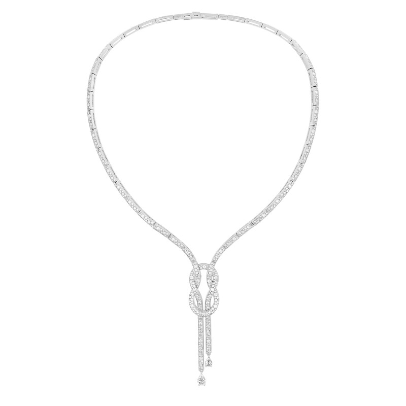 Chance Infinie 白金項鍊，鑲嵌兩顆梨形切割鑽石