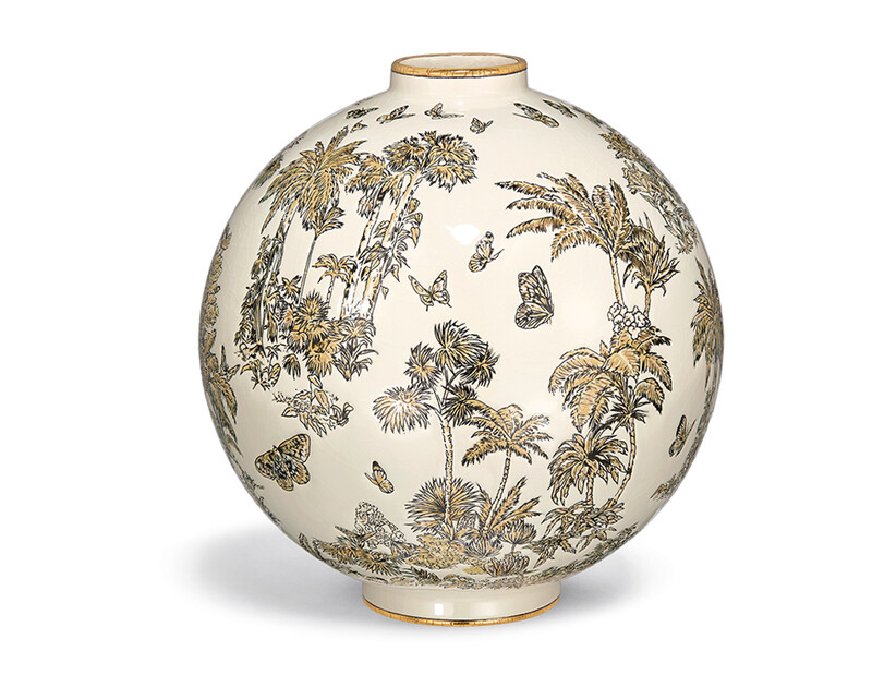 Dioriviera Toile de Jouy Palms法式印花圖騰花瓶。