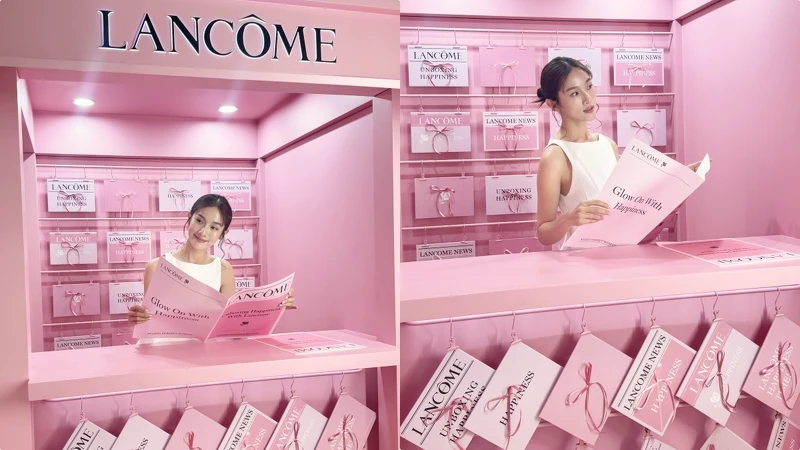 蘭蔻粉紅幸福快閃店的法式書報亭。 蘭蔻粉紅幸福快閃店的法式書報亭。