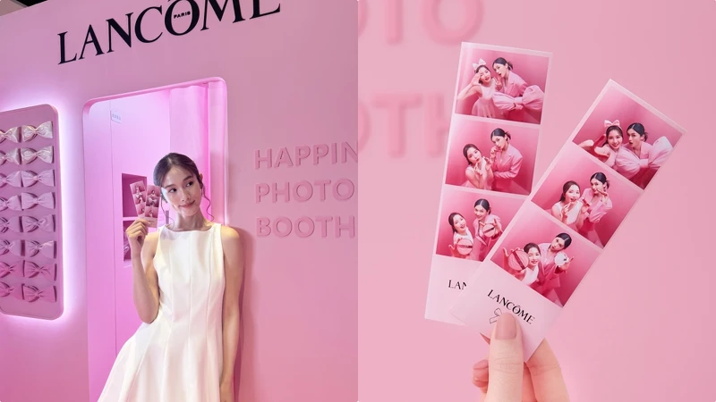 蘭蔻粉紅幸福快閃店的粉紅拍貼機「巴黎快拍亭」。 蘭蔻粉紅幸福快閃店的粉紅拍貼機「巴黎快拍亭」。