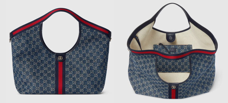 GUCCI Giglio(DENIM GG 丹寧緹花布款X原色棉質內襯)。