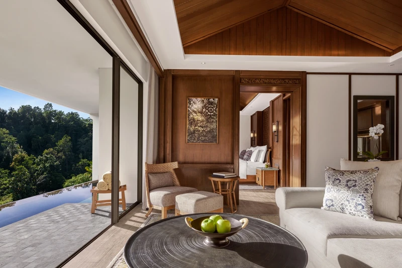 泳池別墅房型的起居室空間。 泳池別墅房型的起居室空間。