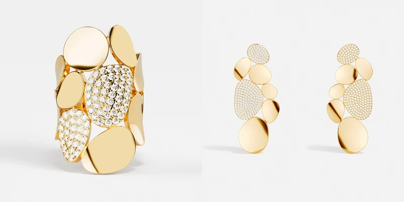 左: 個性Galet戒指NT5,500,右: 個性Galet耳環NT11,400 左: 個性Galet戒指NT5,500,右: 個性Galet耳環NT11,400