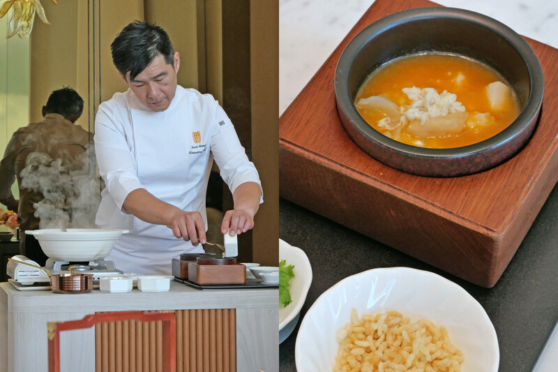 「酸湯花膠泡脆米」則是此次拜師行中，張元富師傅親授的獨創菜品。