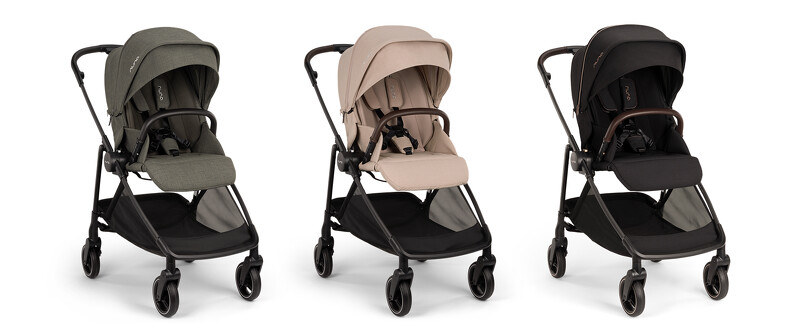 Nuna IXXA swiv 輕量碳纖維橫移推車 (左至右：Forest森暮綠、Quartz石英棕、Riveted 尊爵銅)。