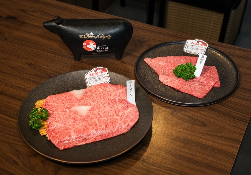 （左）松阪牛40個月齡紐約客、（右）松阪牛40個月齡龜之子。