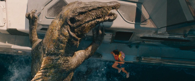 《侏羅紀世界：重生》中出現的多種恐龍，如暴龍或滄龍