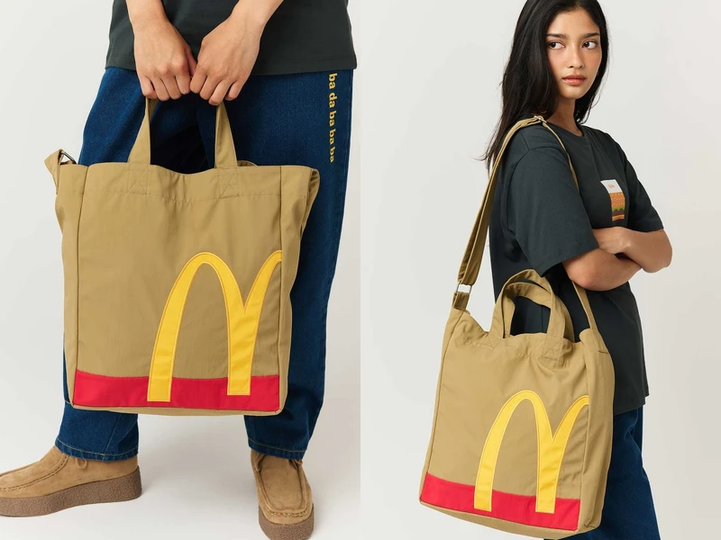 graniph x 麥當勞聯名兩用托特包,外觀為經典麥當勞外帶紙袋設計,售價約台幣1,790 graniph x 麥當勞聯名兩用托特包,外觀為經典麥當勞外帶紙袋設計,售價約台幣1,790