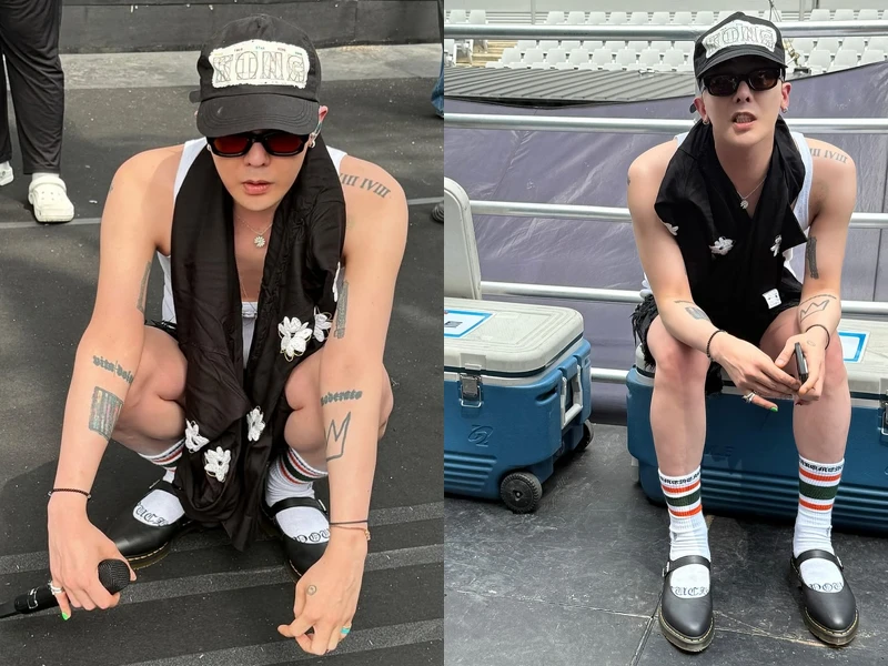 G-Dragon權志龍彩排私服造型,腳上Dr.Martens尖頭瑪莉珍鞋款特寫 G-Dragon權志龍彩排私服造型,腳上Dr.Martens尖頭瑪莉珍鞋款特寫