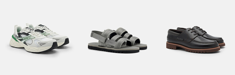 Novo Cyclone運動鞋,NT3,690、尼龍後綁帶涼鞋,NT2,690、Saxton皮革德比鞋,NT4,390。 Novo Cyclone運動鞋,NT3,690、尼龍後綁帶涼鞋,NT2,690、Saxton皮革德比鞋,NT4,390。