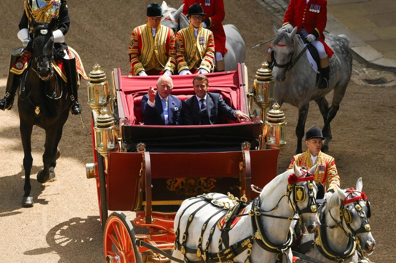 英國王室隆重接待法國總統迎接法國總統馬克宏Emmanuel Macron與法國夫人Brigitte Macron參訪。