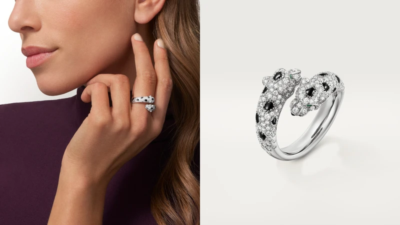 Panthère de Cartier美洲豹18K白金鑲鑽戒指。 Panthère de Cartier美洲豹18K白金鑲鑽戒指。