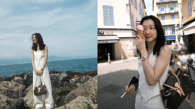 LV大使周冬雨日前出席坎城影展，也在遊南法時率先揹上LV Odyssée包款。