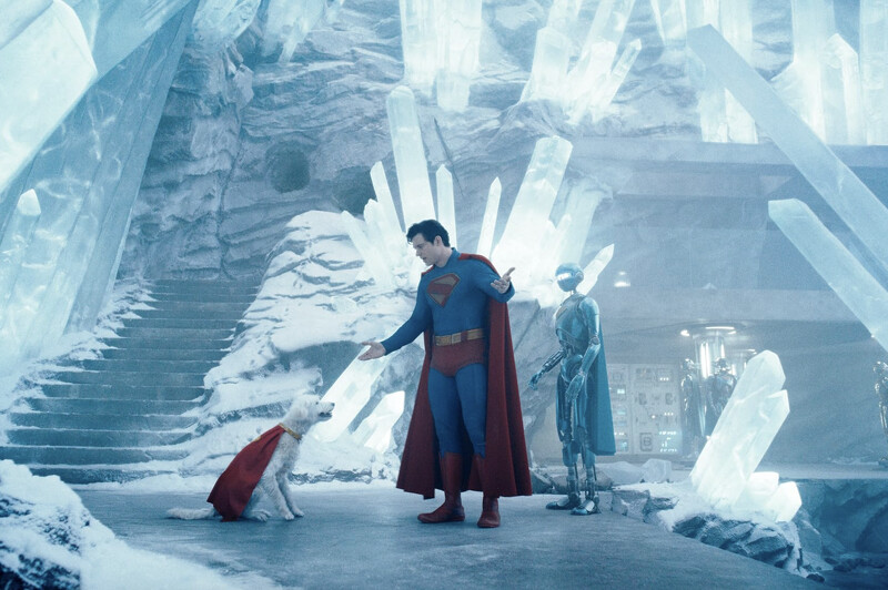 「超狗氪普托」是以導演的愛犬為原型,以特效合成出的角色。 「超狗氪普托」是以導演的愛犬為原型,以特效合成出的角色。