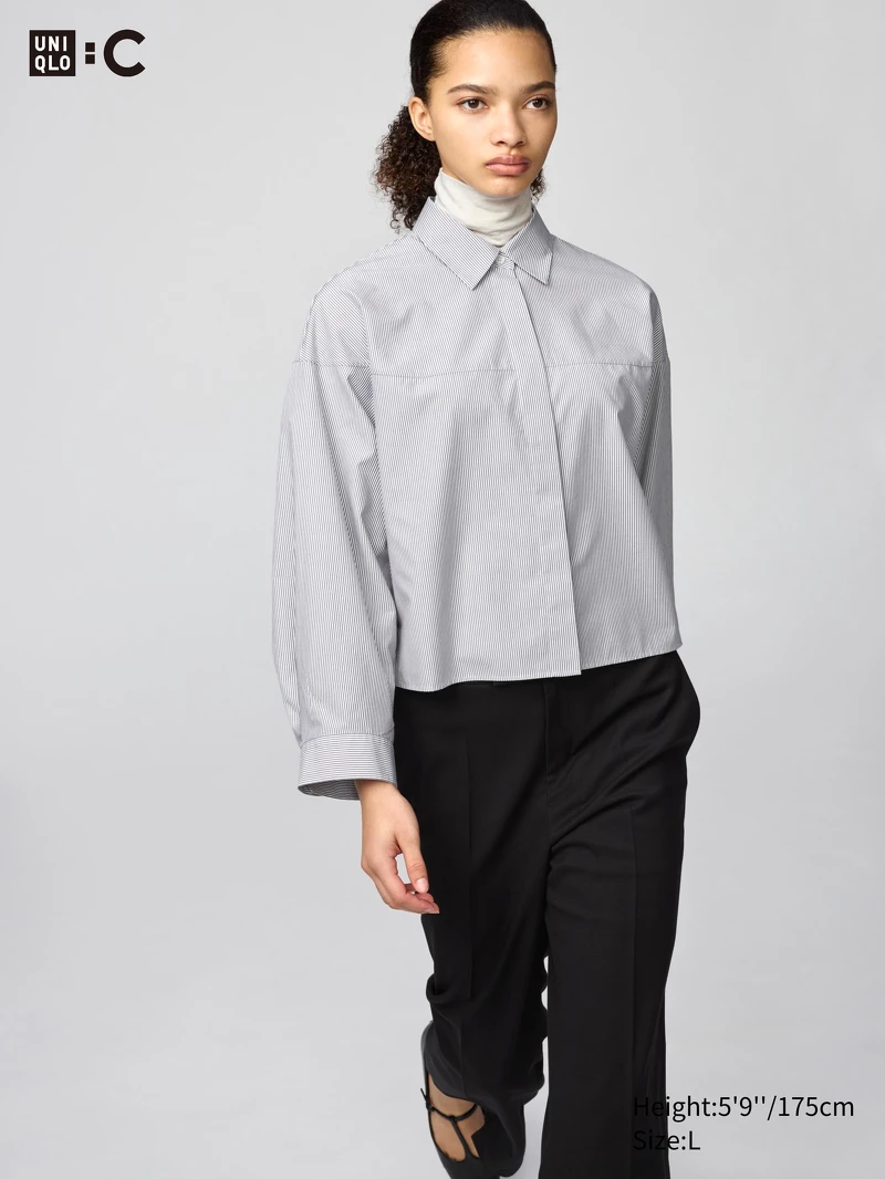 UNIQLO:C 2025秋冬棉質條紋短版襯衫