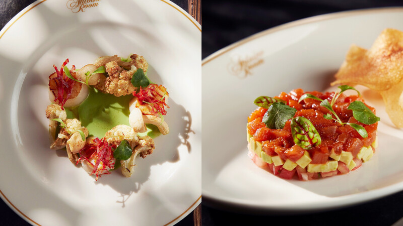 開胃菜推薦「干貝青花菜泥」 、前菜「鮪魚塔塔佐韓式辣醬」 開胃菜推薦「干貝青花菜泥」 、前菜「鮪魚塔塔佐韓式辣醬」