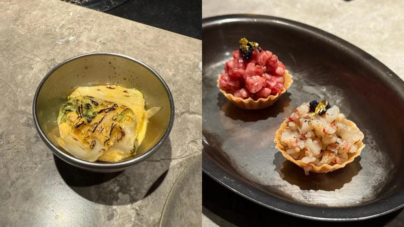 腐乳漬白菜、金箔牛肉塔 腐乳漬白菜、金箔牛肉塔