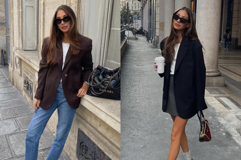 Felicia Akerstrom以西裝外套搭配牛仔褲或短裙的通勤穿搭 Felicia Akerstrom以西裝外套搭配牛仔褲或短裙的通勤穿搭