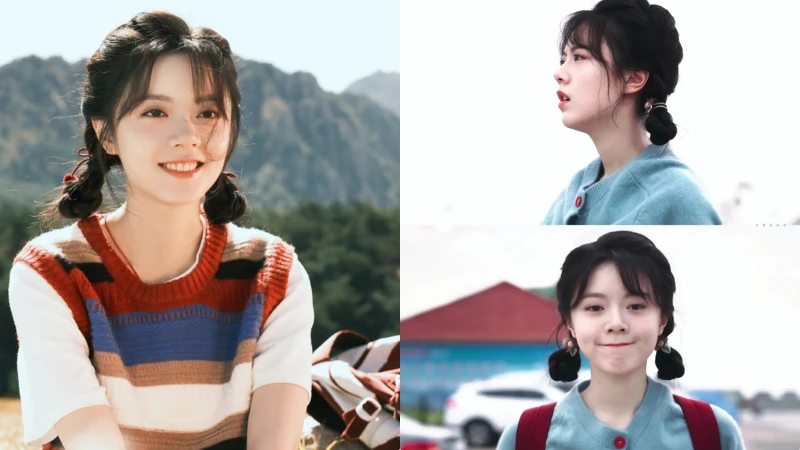 趙今麥在《櫻桃琥珀》中的雙櫻桃丸子頭髮型