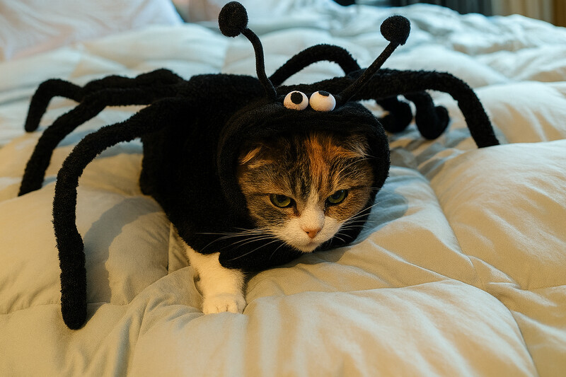 寵物萬聖節變裝:貓咪戴上蜘蛛頭套的可愛造型 寵物萬聖節變裝:貓咪戴上蜘蛛頭套的可愛造型