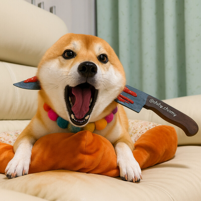 寵物萬聖節變裝:柴犬穿上刀切的趣味服裝 寵物萬聖節變裝:柴犬穿上刀切的趣味服裝