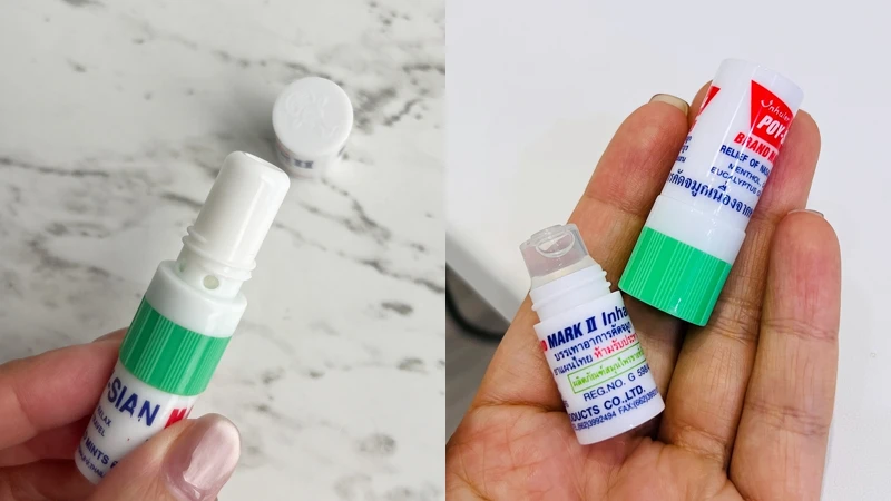 泰國POY-SIAN八仙薄荷棒的雙頭設計。 泰國POY-SIAN八仙薄荷棒的雙頭設計。